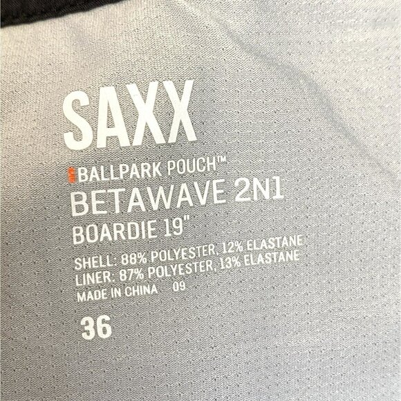 Saxx Swim Trunks Boardshorts Mens 36 Striped Hybrid Betawave 2N1 Ballpark Pouch - Picture 4 of 5
